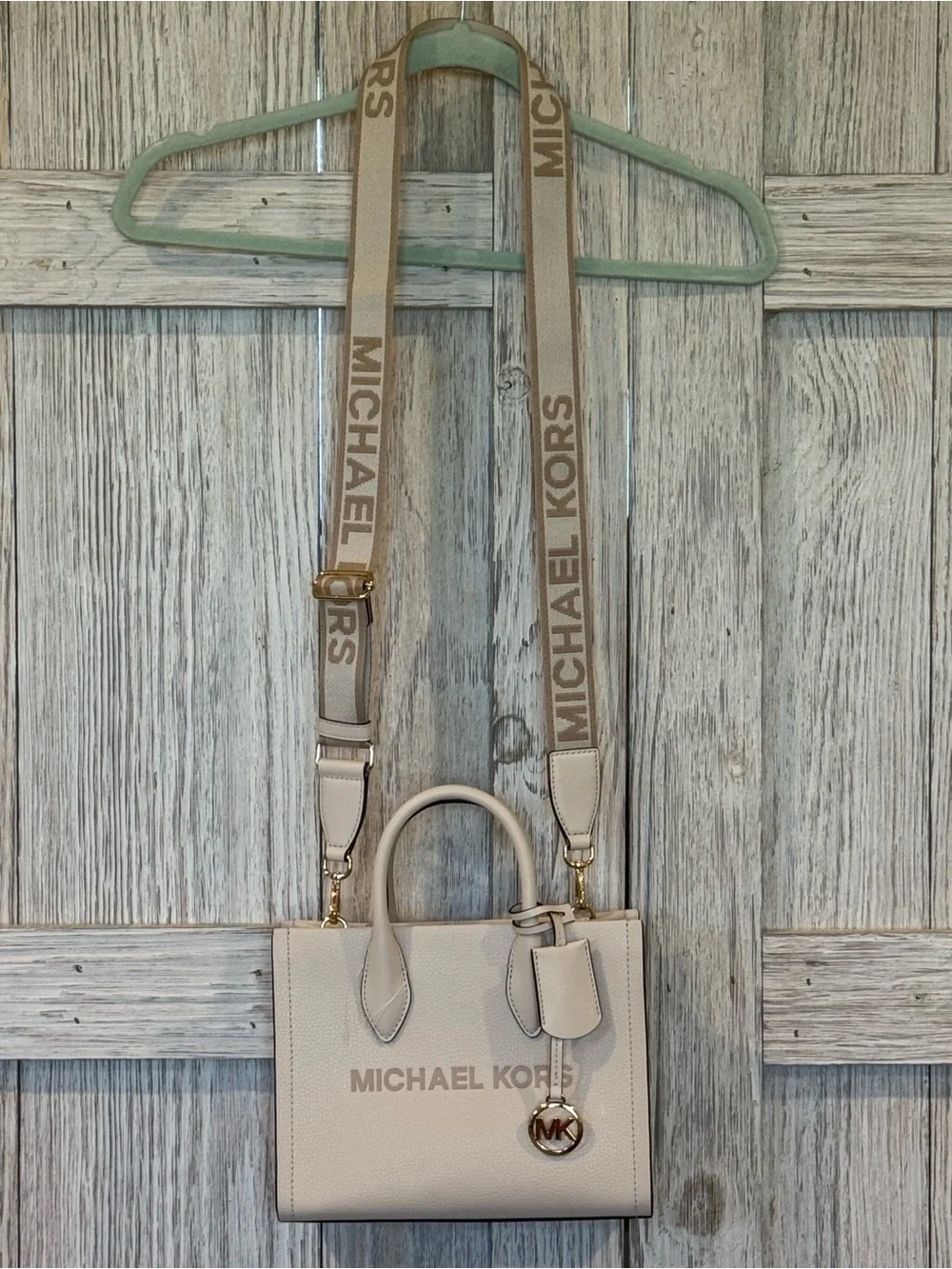Michael Kors light Cream Small Mirella Satchel with Branded Strap NWT